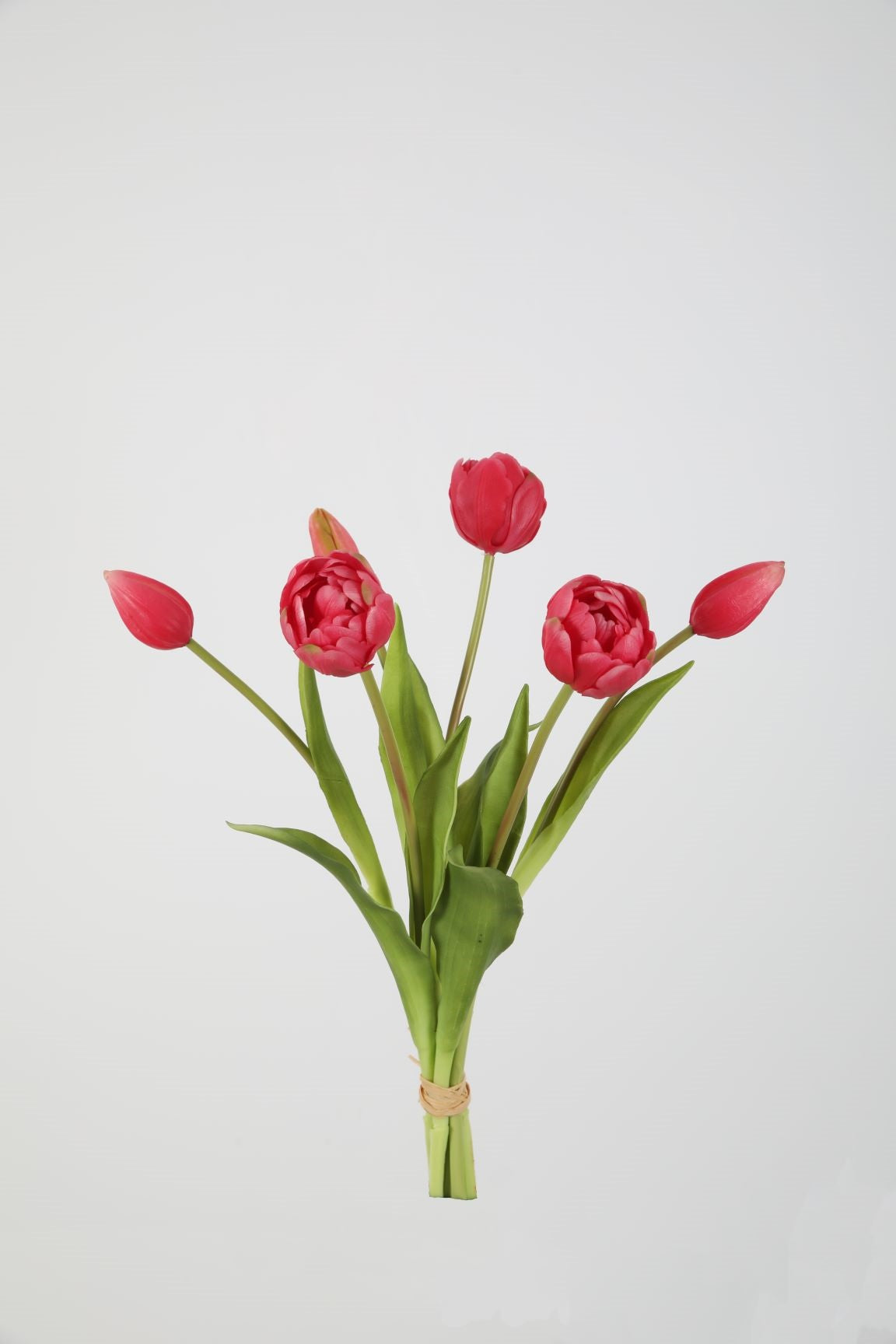 Roze kunsttulpen ronde knop boeket 40cm hoog