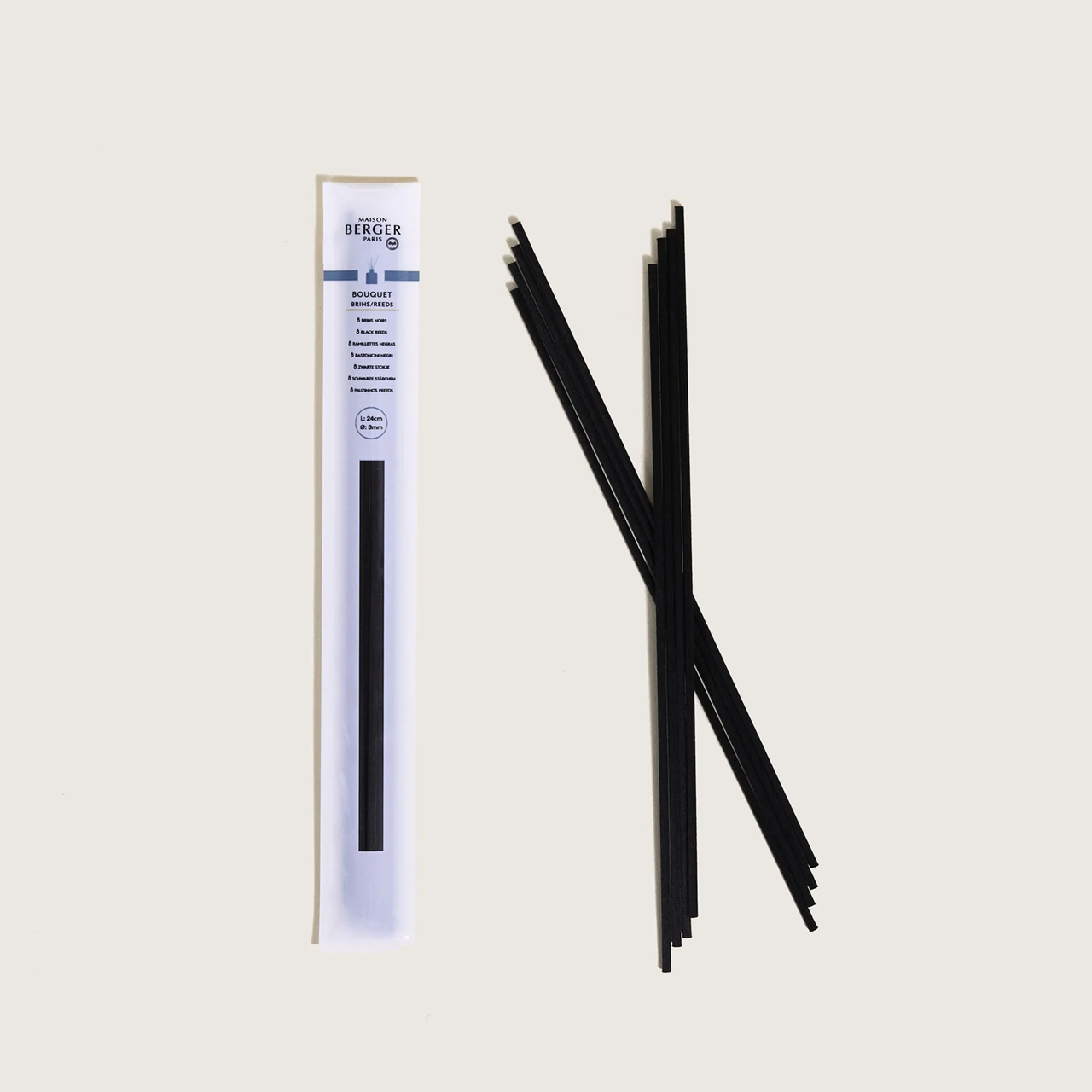 Set van 8 zwarte sticks 24cm
