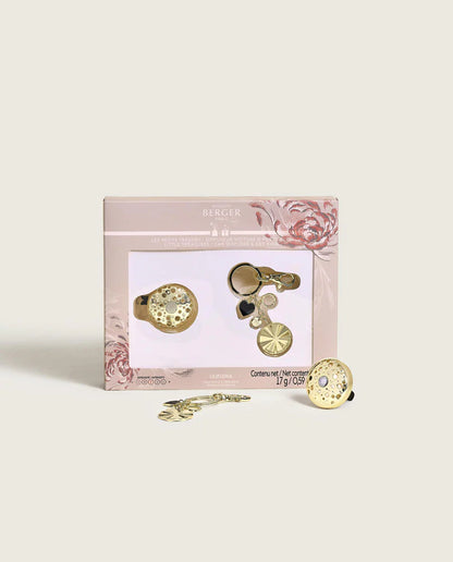Giftset autodiffuser & sleutelhanger Ophélia goud