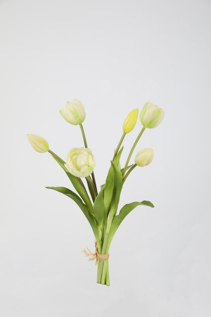 Witte kunsttulpen ronde knop boeket 40cm hoog