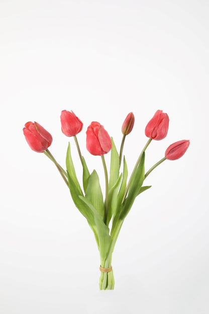 Roze zijden tulpen boeket 40cm hoog