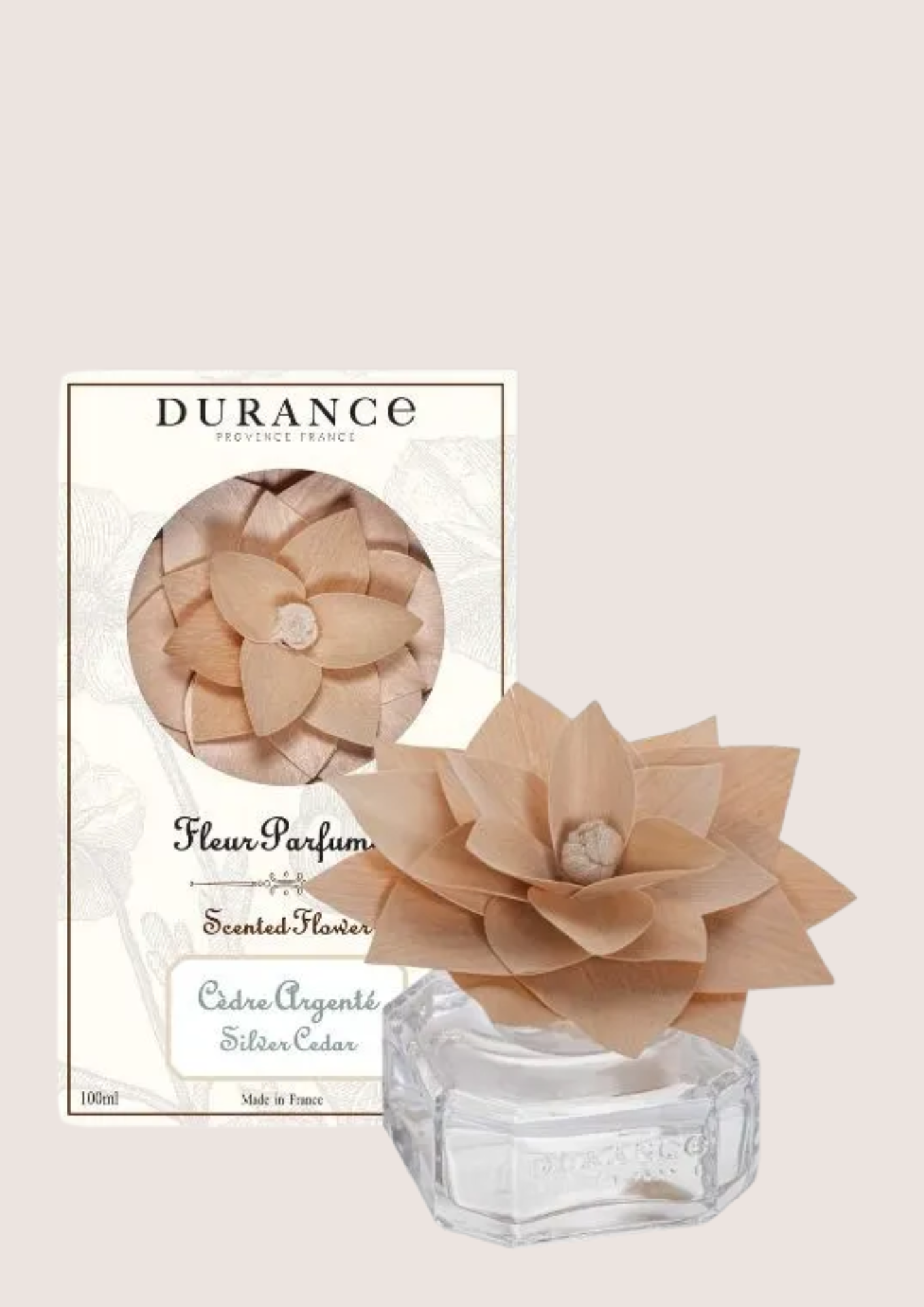 Houten geurbloem in glas Durance