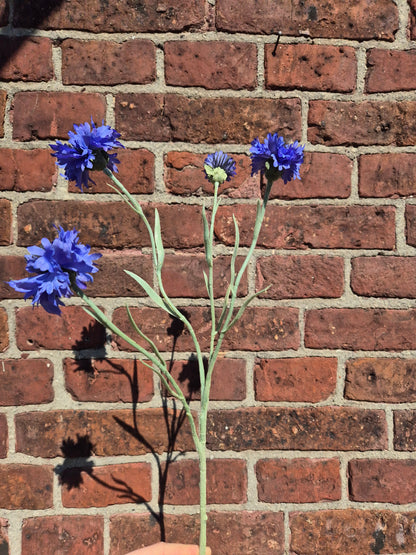 Korenbloem kort Blue Zijden bloem